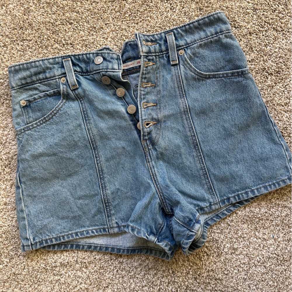 Levi's Women's Blue High-Waisted Mom Denim Shorts